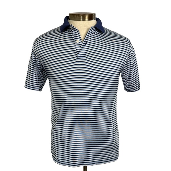 Brooks Brothers Navy and White Striped Polo Fleece Performance Boys Large - Picture 1 of 10